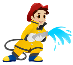 Cartoon Boy with a Fire Hose